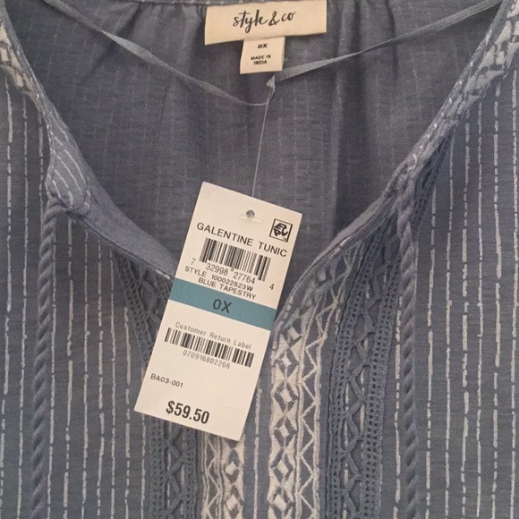 STYLE & CO PLUS SIZE CROCHET TRIM SLEEVE TOP - Picture 8 of 10